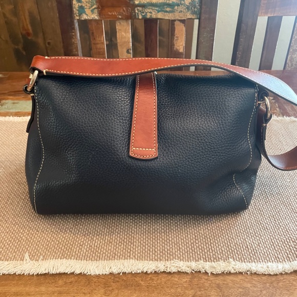 Dooney & Bourke navy and brown one strap shoulder bag - Picture 3 of 6